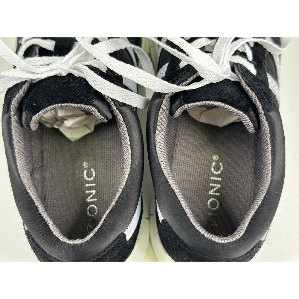 Vionic Nana Walking Shoes Sneakers Women’s 6 Black White Satin Suede Lace up - Picture 8 of 10